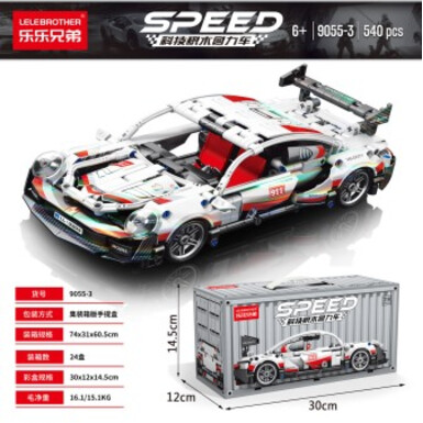 Машинка с инерционным механизмом Porsche 1:18, 540 деталей – контейнер